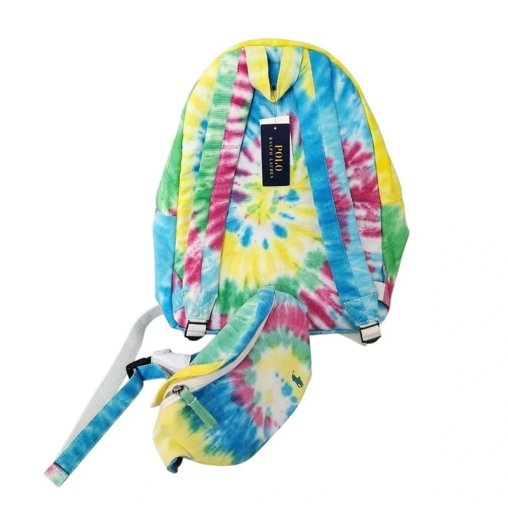 Polo Ralph Lauren Tie Dye Backpack Fanny Pack Set Travel School‎ Bag NEW